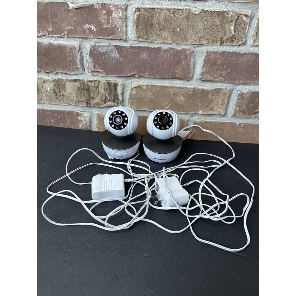 Motorola 360° Infrared Night Vision MBP43BU Baby Camera W/ Adapters Lot Of 2